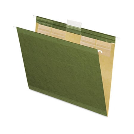 Officespace Ready-Tab Hanging File Folders- 1/5 Tab- Kraft- Letter- Standard Green- 25/Box OF2524422